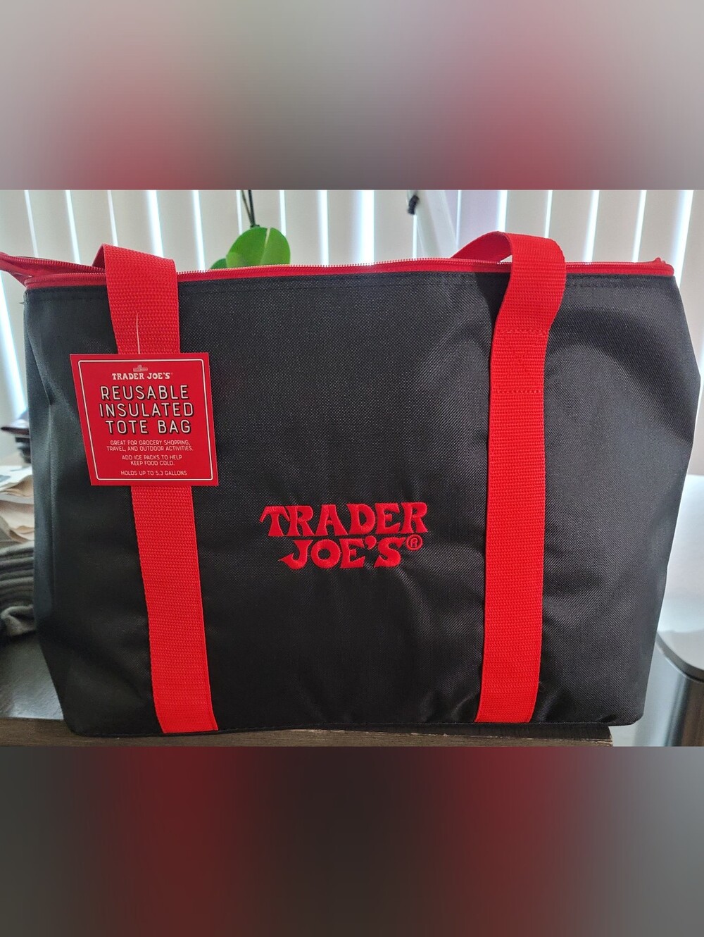 Trader Joe's Red and Black Insulated Tote Bag - Trader Joe's
